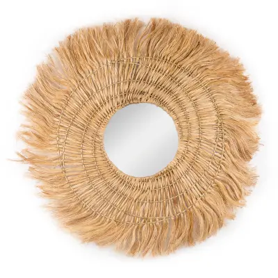 Okrągłe dekoracyjne lustro boho Bajo Maluku (90 cm)