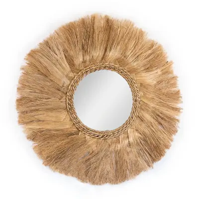 Okrągłe dekoracyjne lustro boho Abana Maluku (85 cm)