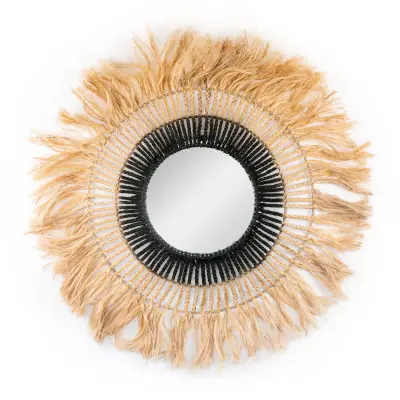 Okrągłe dekoracyjne lustro boho Gawani (90 cm)