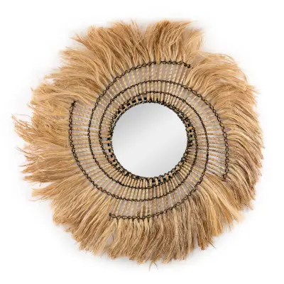 Okrągłe dekoracyjne lustro boho Elena Sulawesi (80 cm)