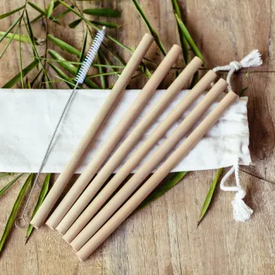 Bambusowe słomki do napojów - 6 sztuk